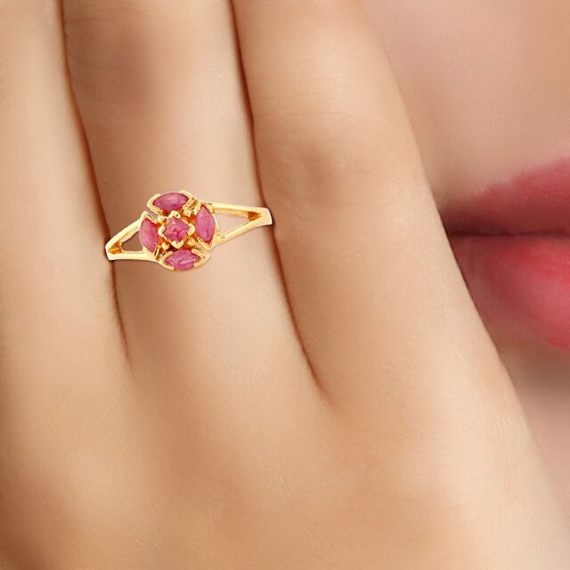 Emerald Ruby Finger Ring Tanishq Buy 14KT Rose Gold Mai Tai Finger