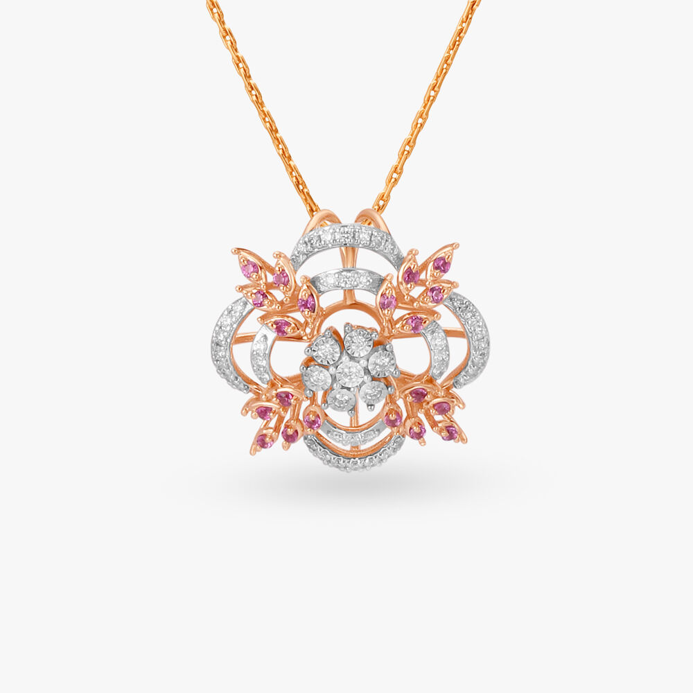 Floral diamond pendant on sale