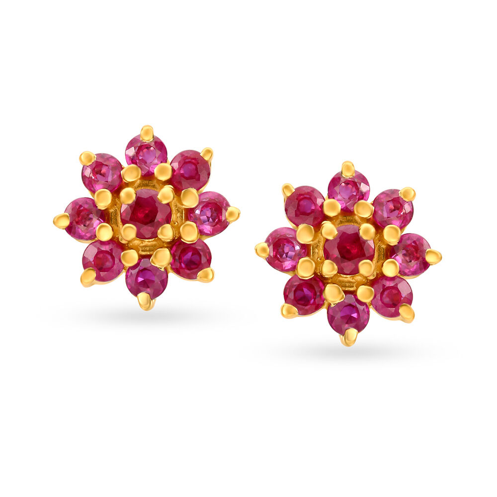 Ruby gold earrings sale