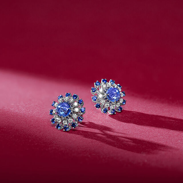 Topaz And Sapphire Earrings,,hi-res image number null
