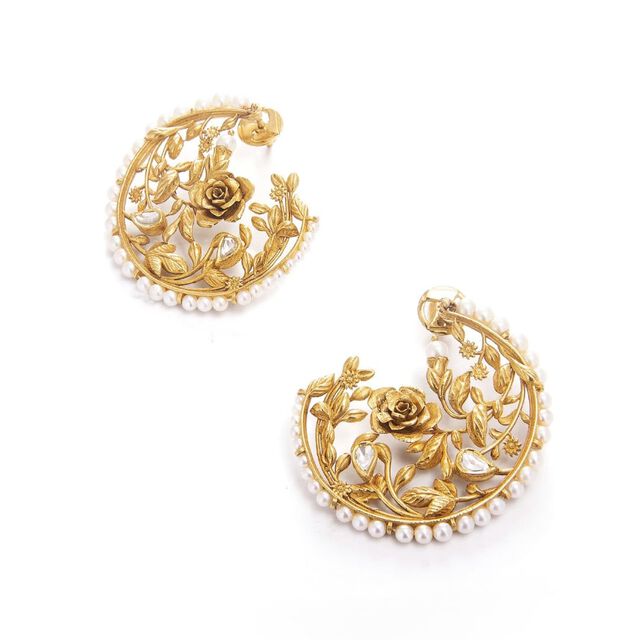 Crescent Rose Earrings,,hi-res image number null