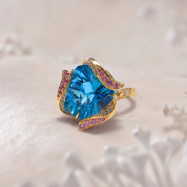 Wildflower Heart - Swiss Blue Ring,,hi-res image number null