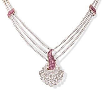 Tulip Ruby And Diamond Necklace