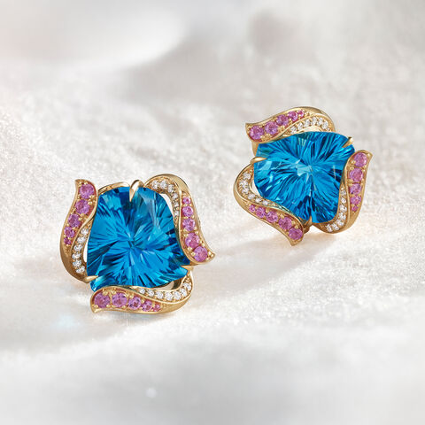 Wildflower Heart- Swiss Blue Earrings