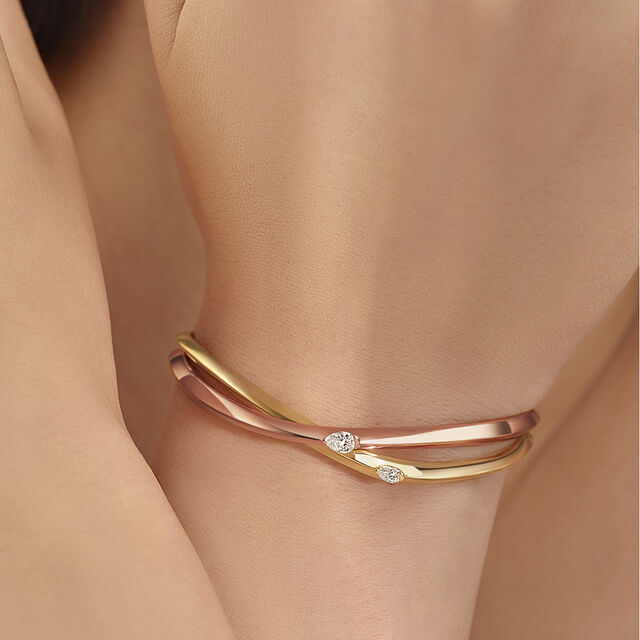 My Embrace bangle, Slim, 2 diamonds,,hi-res image number null