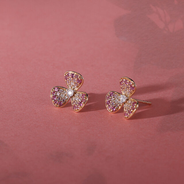 14KT Yellow Gold Floral Elegance Diamond Earrings