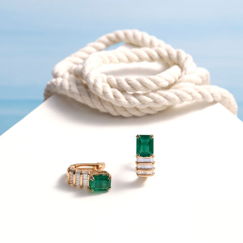 Emerald and Diamond Braid Earrings
