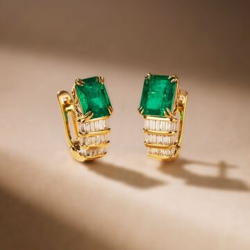 Emerald and Diamond Braid Earrings