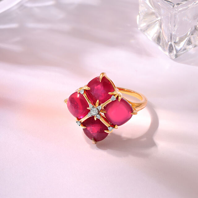 Bordeaux Bling 14KT Diamond Ruby Finger Ring