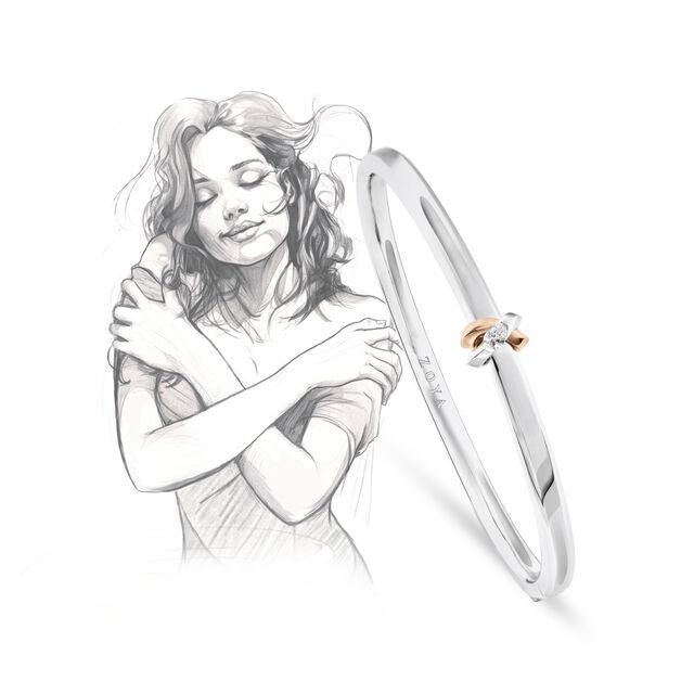My Embrace Platinum Bangle Mini, 1 Diamond,,hi-res image number null