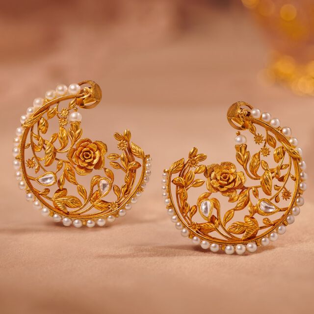 Crescent Rose Earrings,,hi-res image number null