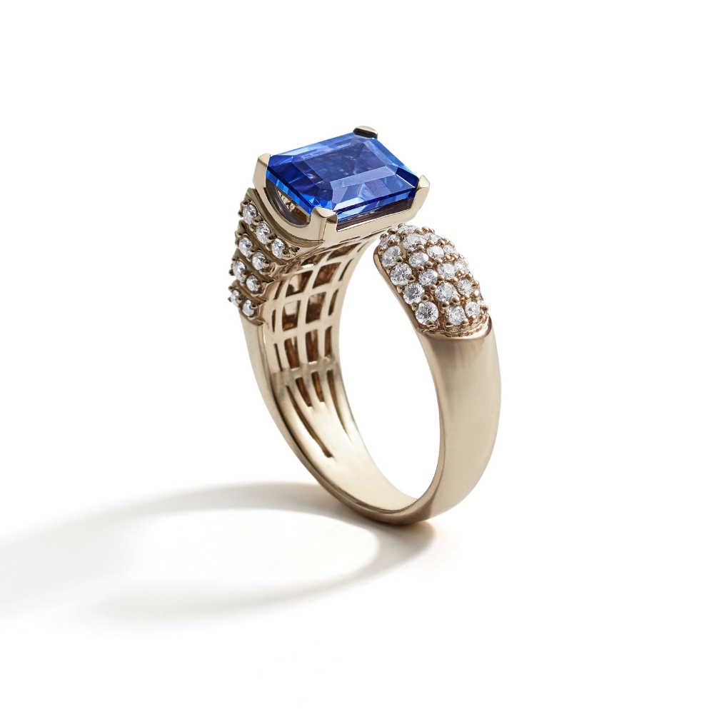 Square tanzanite ring on sale